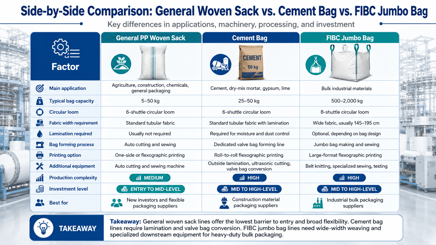 Side-by-Side Comparison: General Woven Sack vs. Cement Bag vs. FIBC Jumbo Bag